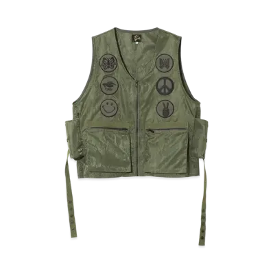 NEEDLES Radio Vest - Python Jacquard Sateen "Khaki"