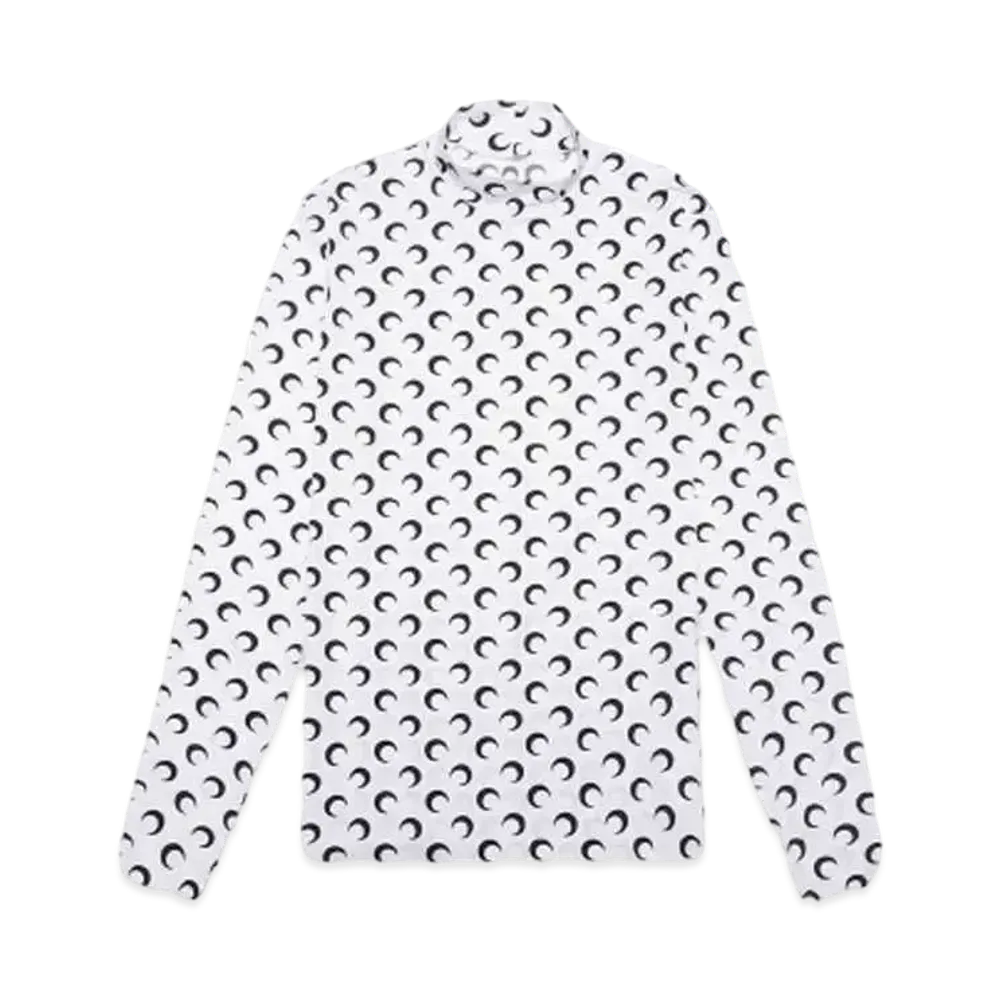 Marine Serre REGENERATED ALL OVER MOON JERESEY SECOND SKIN TOP "WHITE"