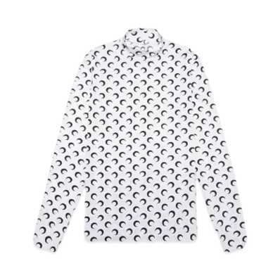 Marine Serre REGENERATED ALL OVER MOON JERESEY SECOND SKIN TOP "WHITE"