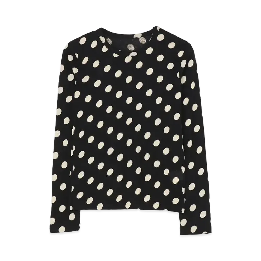 Yohji Yamamoto Y's DOT DISCHARGE PRINT LONG SLEEVE T "Black"