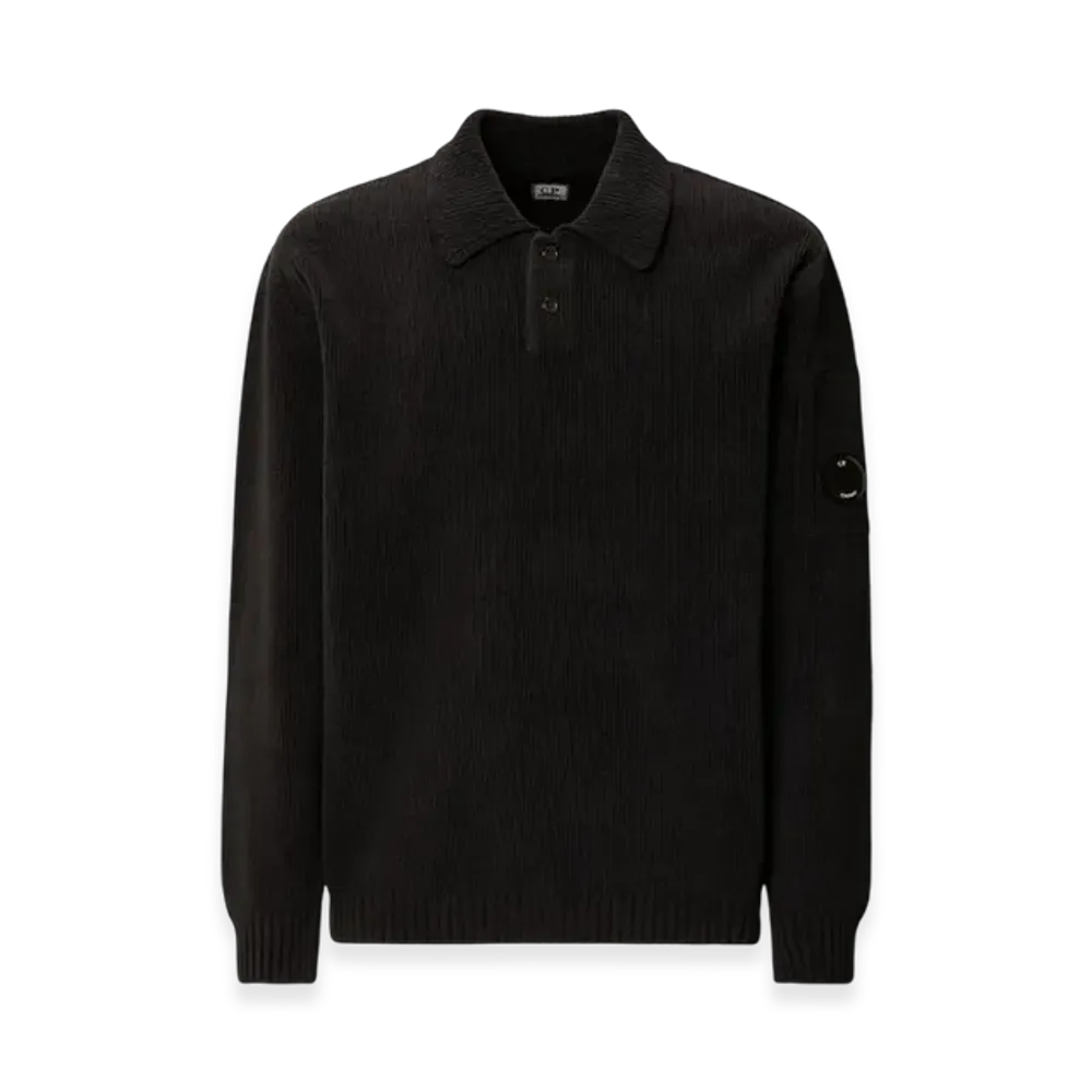 C.P. Company Cotton Chenille Polo Sweater "Total Eclipse Blue"