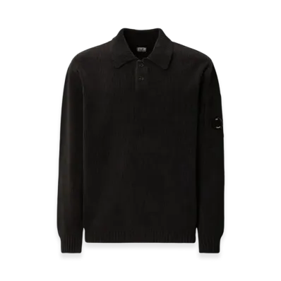 C.P. Company Cotton Chenille Polo Sweater "Total Eclipse Blue"