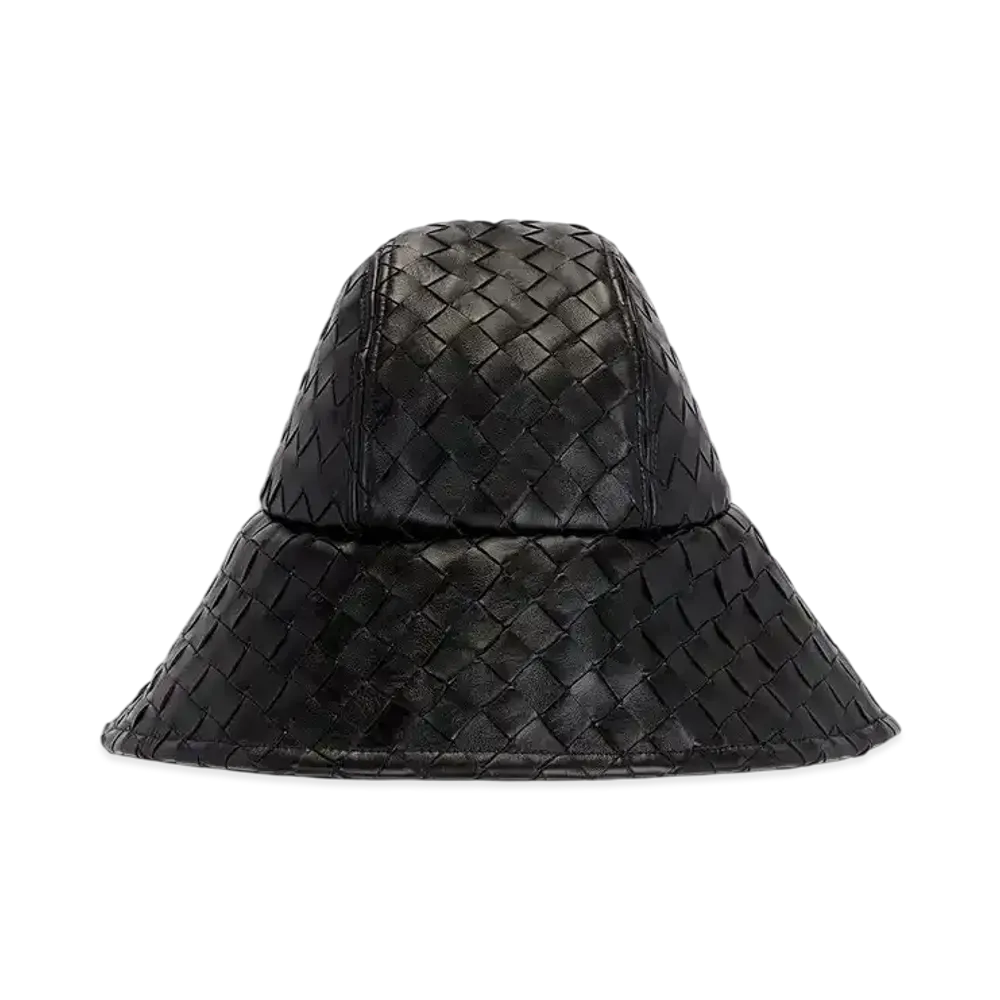 Bottega Veneta Intrecciato Leather Hat "Black"