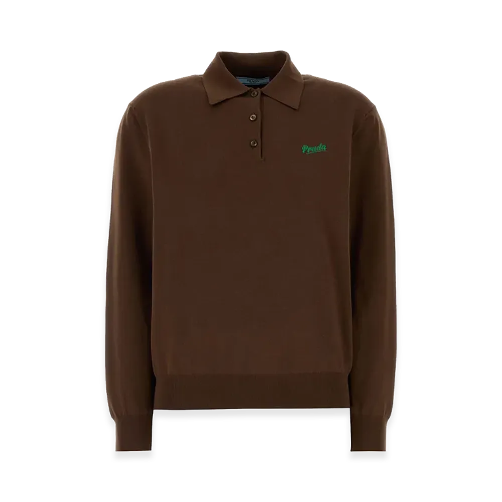 PRADA Women's Silk Blend Polo Shirt "Brown"