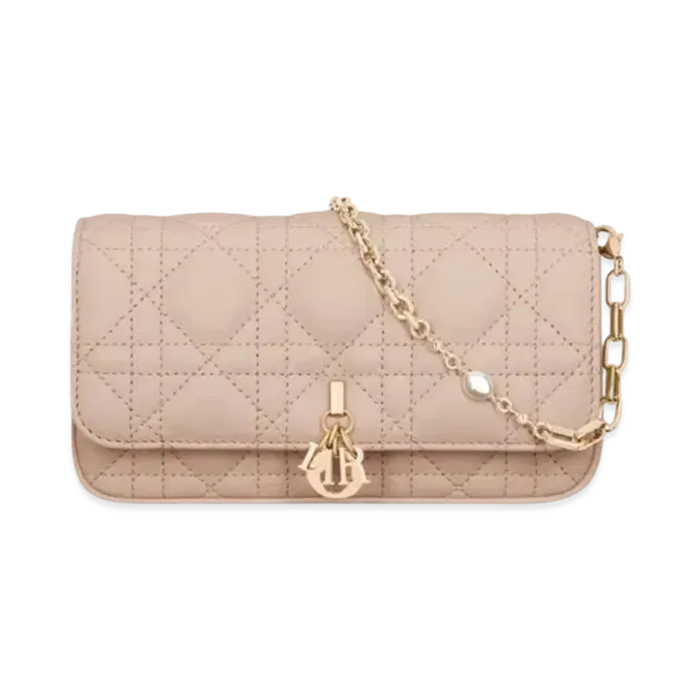Dior Lady Phone Pouch Cannage Lambskin "Caramel Beige"