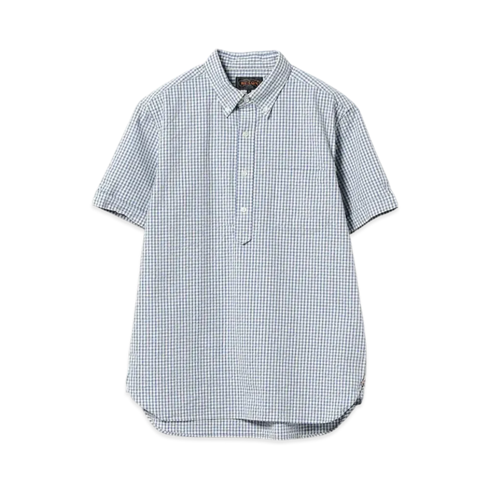 BEAMS B.D. Pullover Short Sleeve Indigo Seersucker "Gingham"