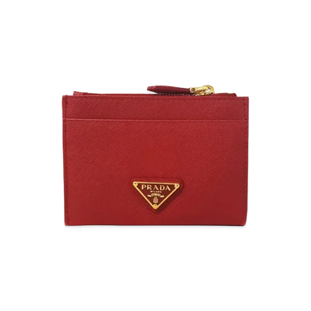 PRADA Saffiano Leather Card Holder "Fiery Red"