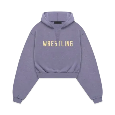 FEAR OF GOD Essentials Womens Heavy Fleece Cropped V-Neck Hoodie "Lavender"