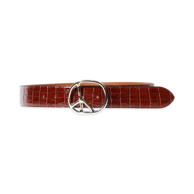 NEEDLES Peace Buckle Belt - Crocodile Embossed Leather "Brown"