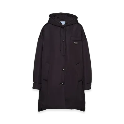 PRADA Women's Oversized Light Re-Nylon Raincoat "Black"