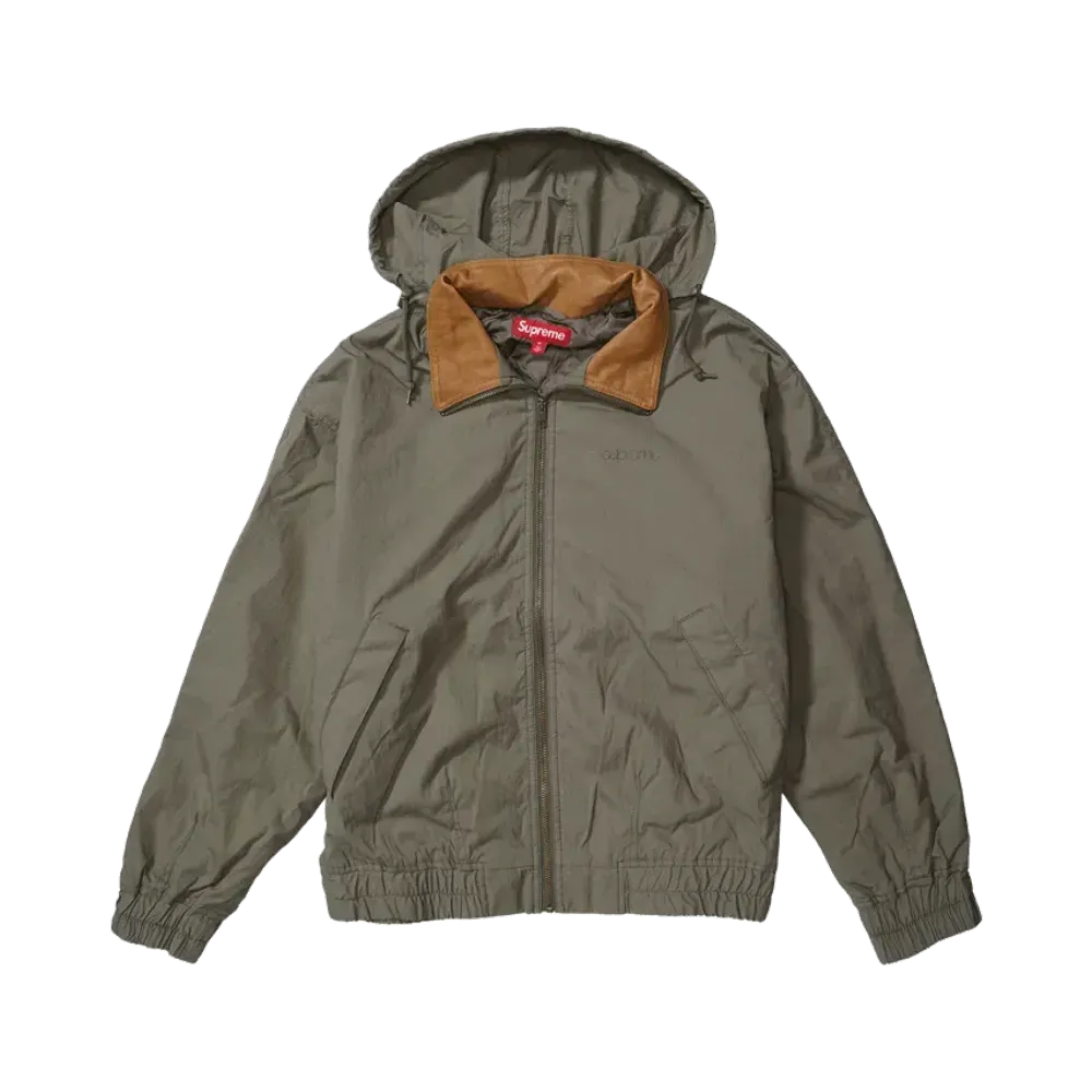 Supreme Leather Collar Utility Jacket "Olive"