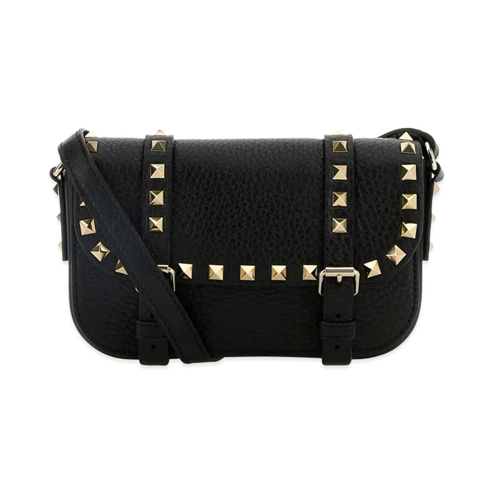 Valentino Women's Leather Rockstud Crossbody Bag "Black"