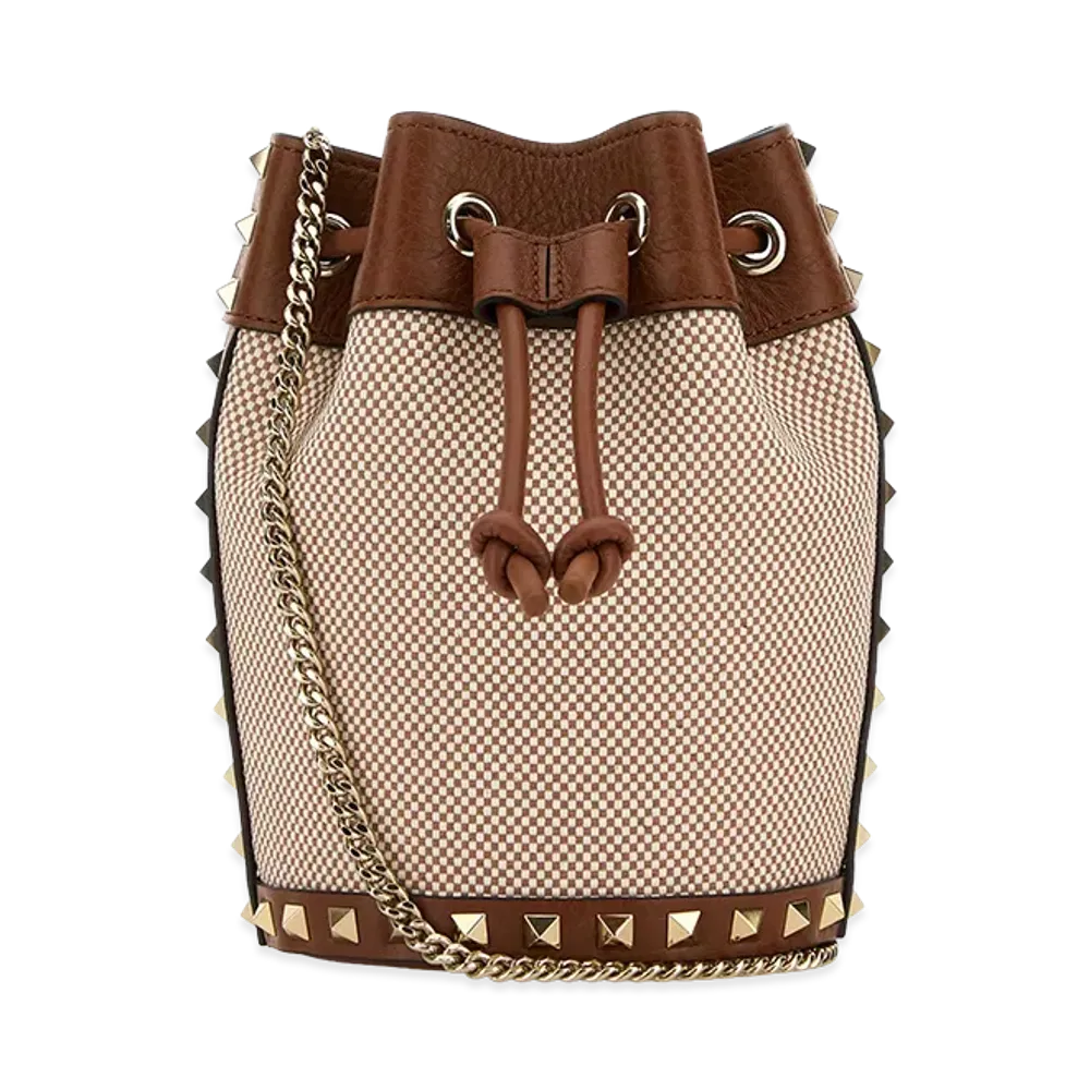 Valentino Women's Two-Tone Canvas Rockstud Bucket Bag "Multicolor"