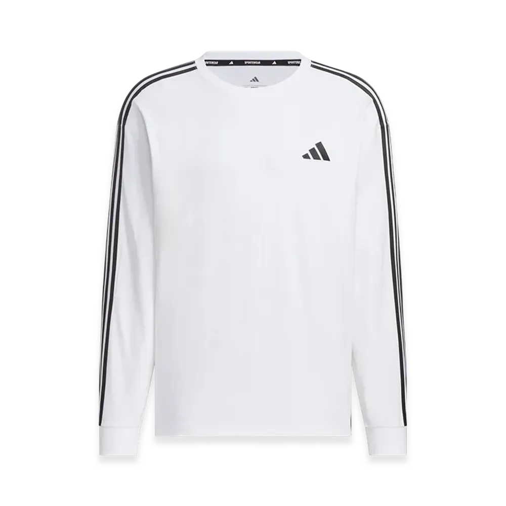 adidas Essentials Plus Loose Fit Three Stripes Long Sleeve T-Shirt "White"
