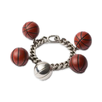PRADA Metal Basketball Bracelet "Pewter/Orange"