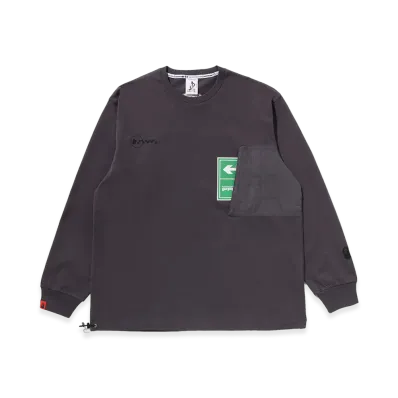 A BATHING APE x KAZUKI KURAISHI Exit Pocket L/S Tee "Charcoal"