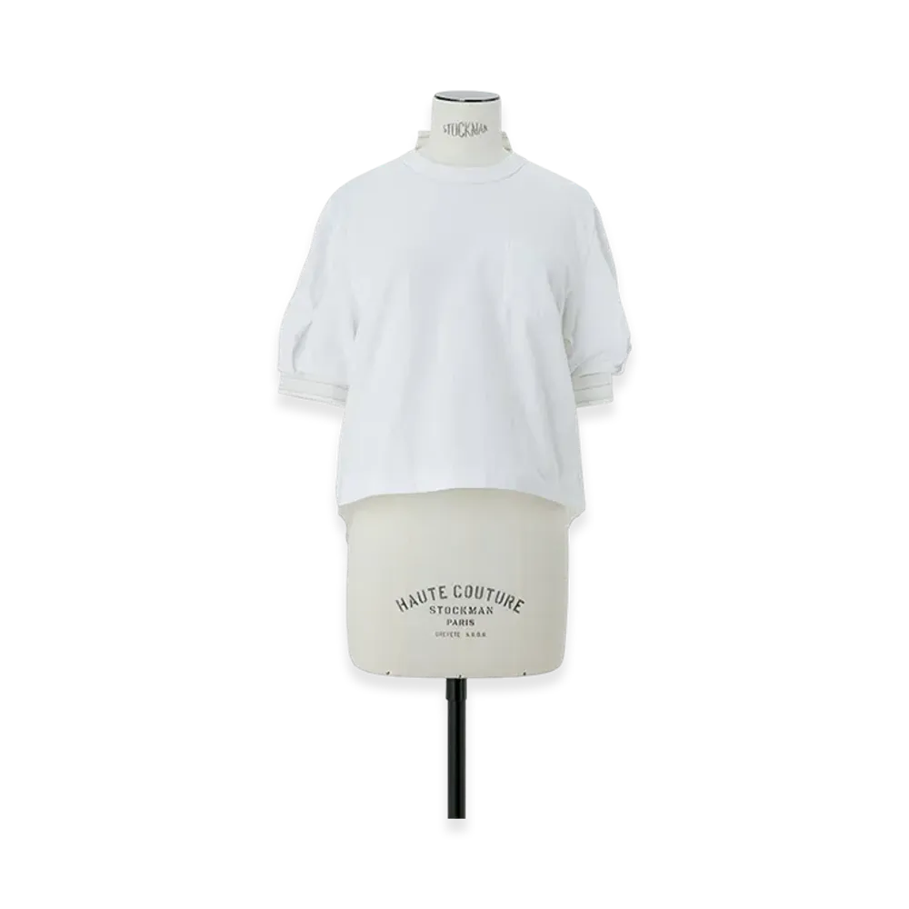 sacai Spun Organza x Cotton Jersey T-Shirt "Off White Stripe"
