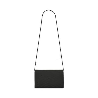 Saint Laurent Chain Wallet In Grain De Black Embossed Leather "Black"