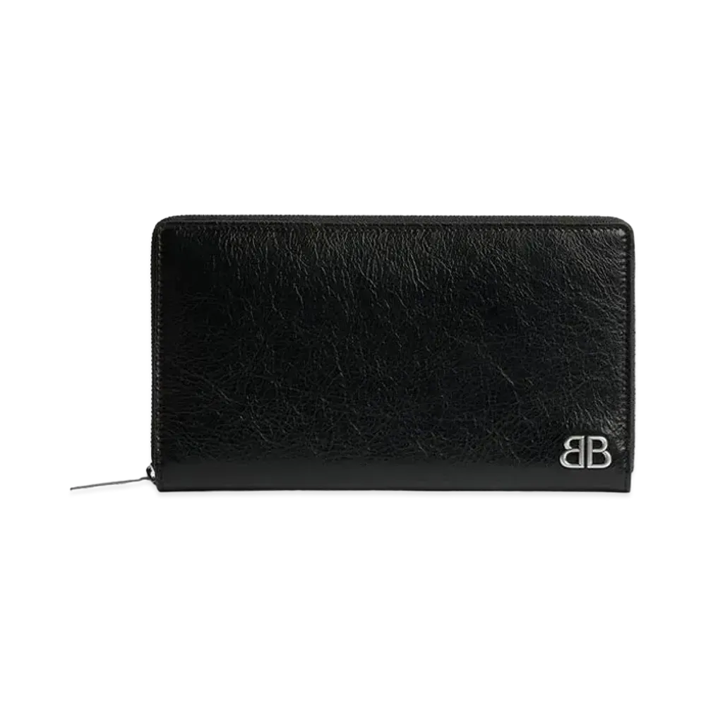 BALENCIAGA Monaco Continental Wallet Arena Lambskin "Black"