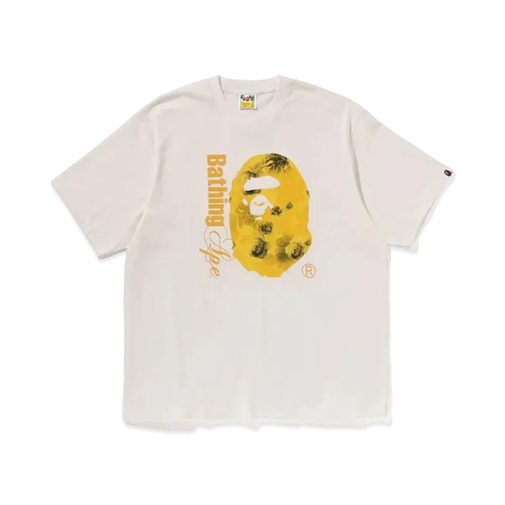 A BATHING APE Floral Solid Camo Ape Head Relaxed Fit Tee "White"