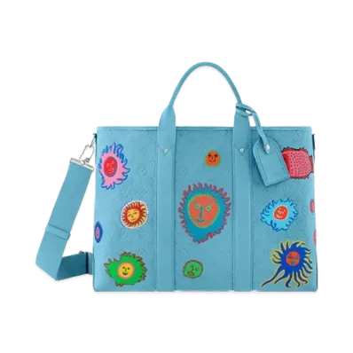 Louis Vuitton x Yayoi Kusama Weekend Tote Taurillon Monogram Leather My Eternal Soul "Bleu"