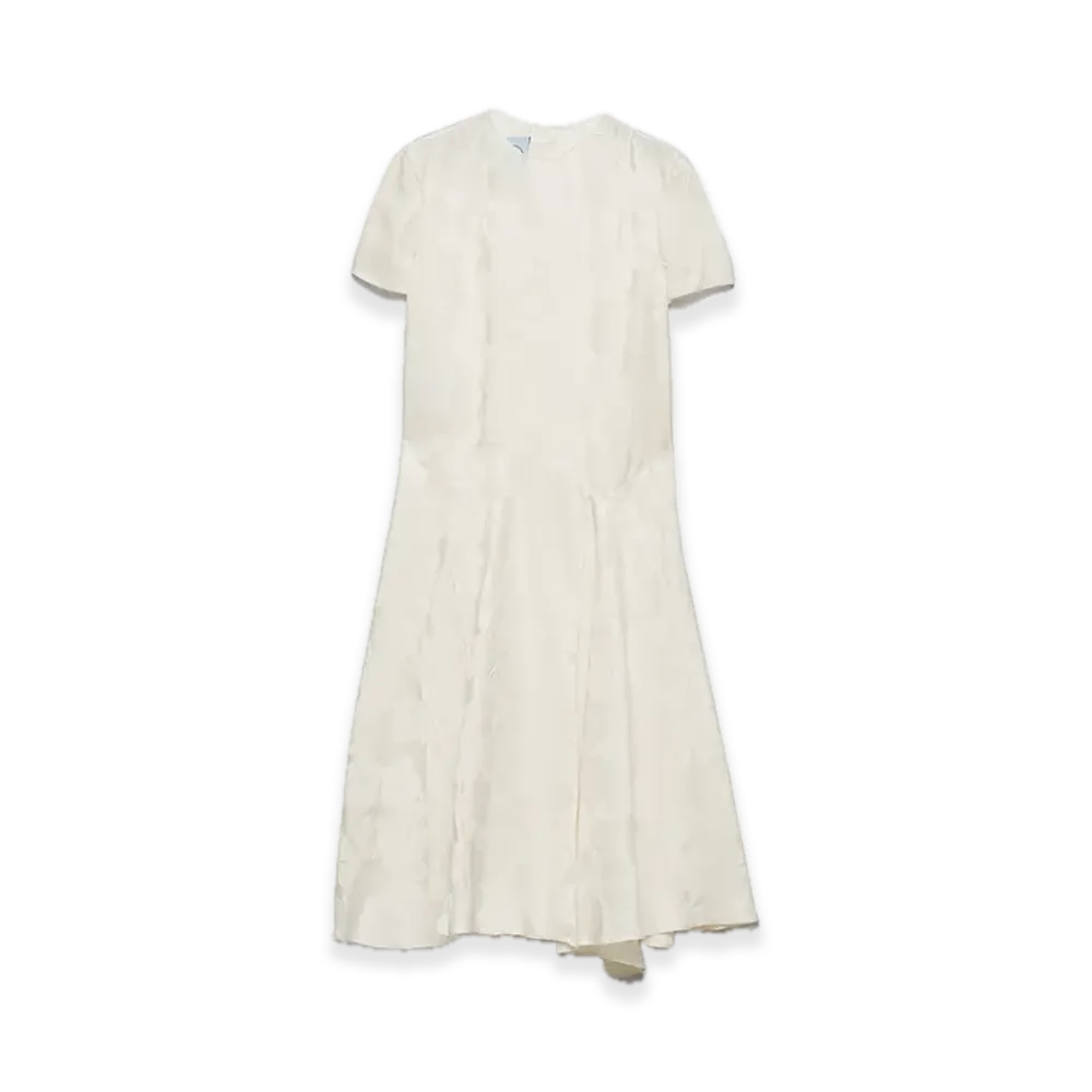 PRADA Floral Jacquard Knit Dress "Ivory"