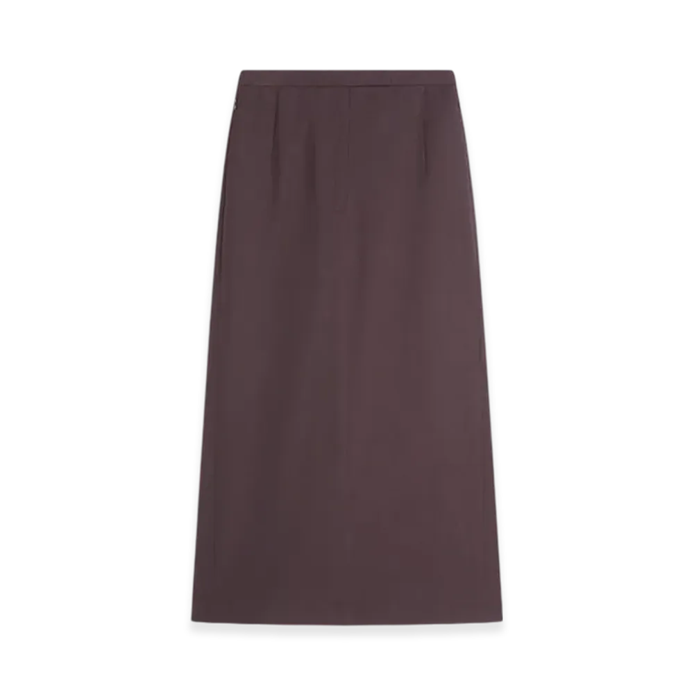 DRIES VAN NOTEN Women's Tailored Cotton Poplin Skirt "Dark brown"