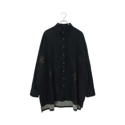 Chrome Hearts Mahal Kita Cross Patch Cross Button Military L/S Shirt "Indigo/Black/Silver"