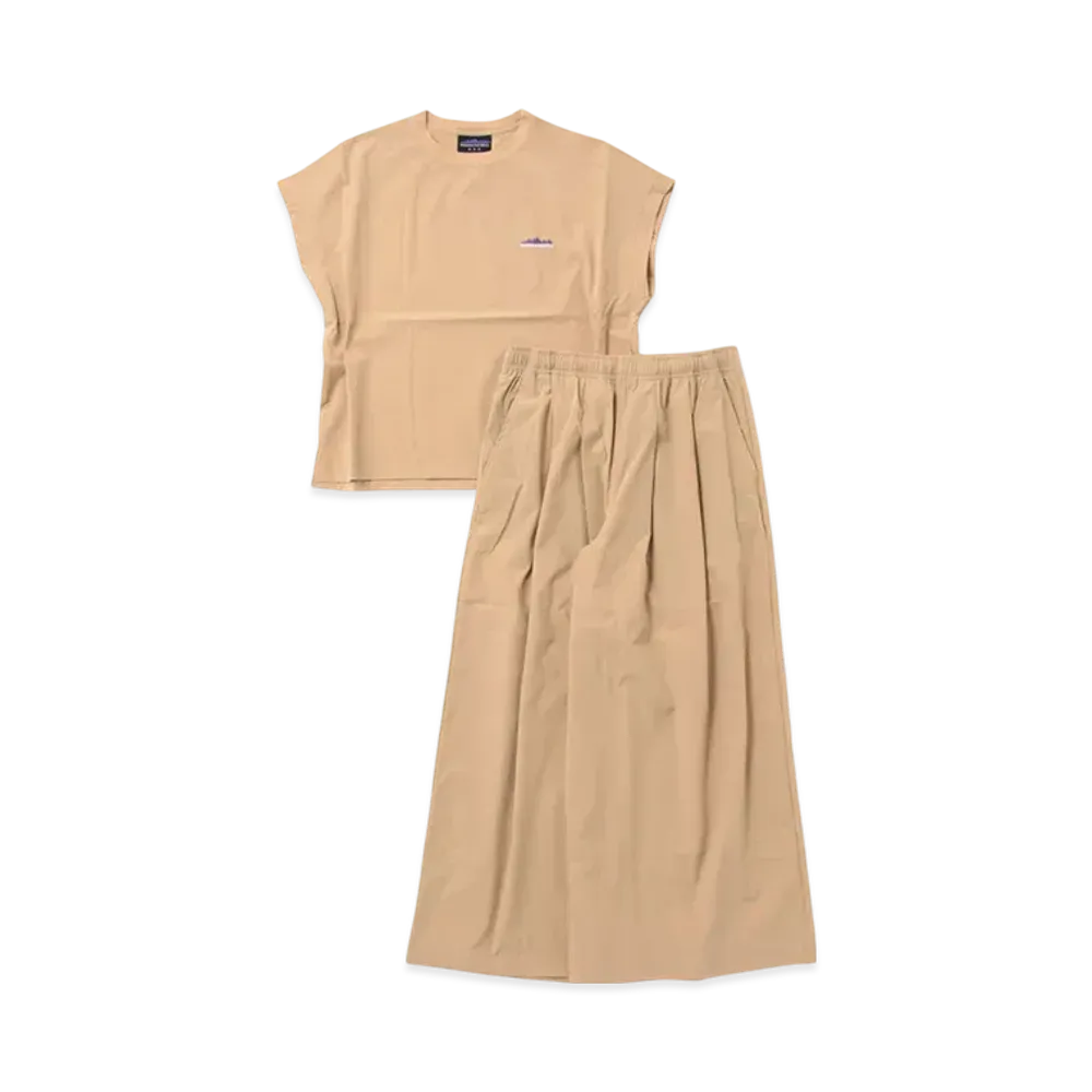 THOUSAND MILE French Sleeve Shirt & Wide Pants Set "Beige"