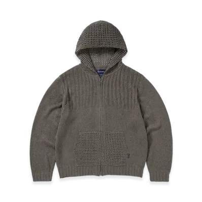 thisisneverthat Crochet Knit Zip Up Hoodie "Grey"