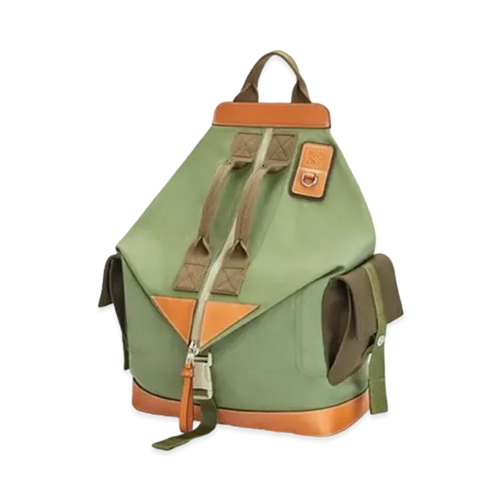 LOEWE Convertible Backpack In Canvas "Khaki Green"