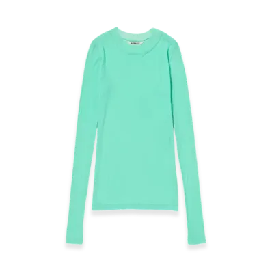 AURALEE Super High Gauge Sheer Rib L/S T-Shirt "Aqua Green"