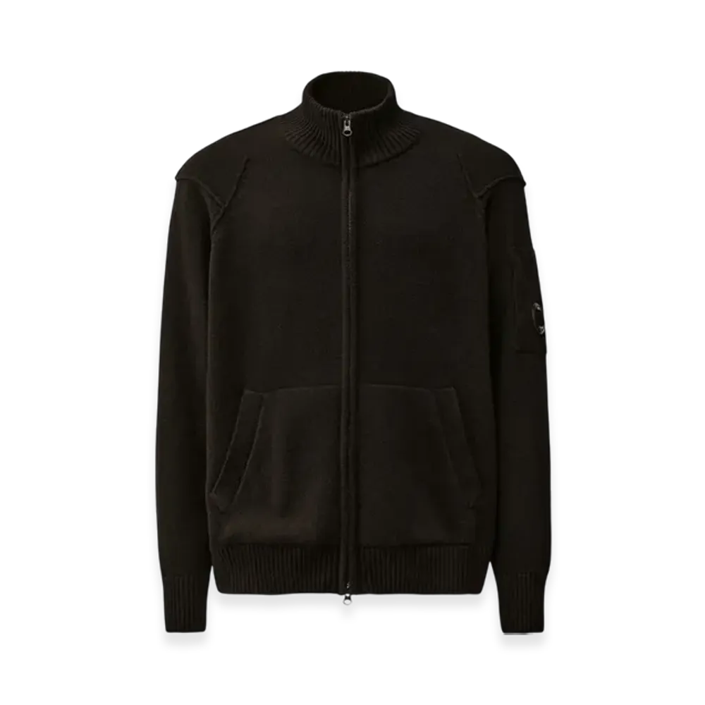 C.P. Company Lambswool GRS Full Zip Sweater "Black"