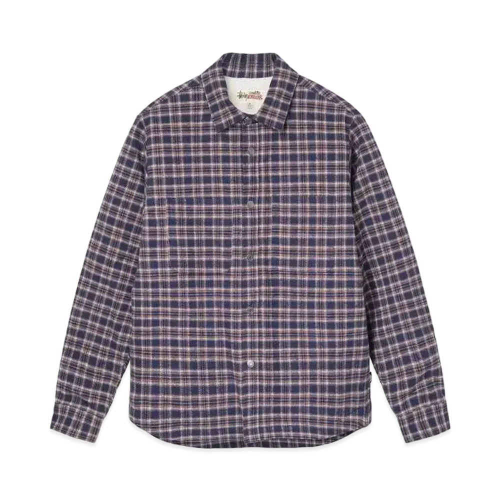 Stussy Sherpa Lined Plaid Shirt "Navy"