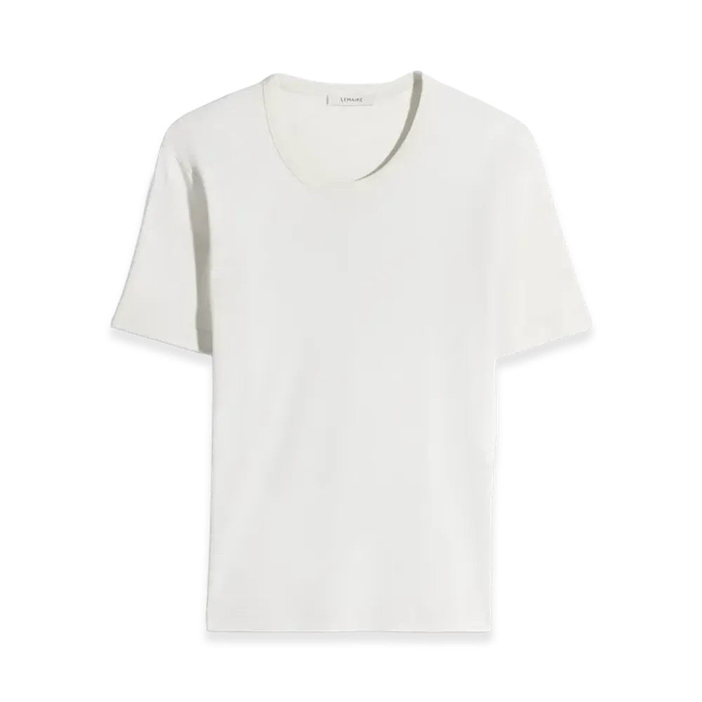 LEMAIRE Women's Jersey Ribbed T-Shirt "Light Cream"