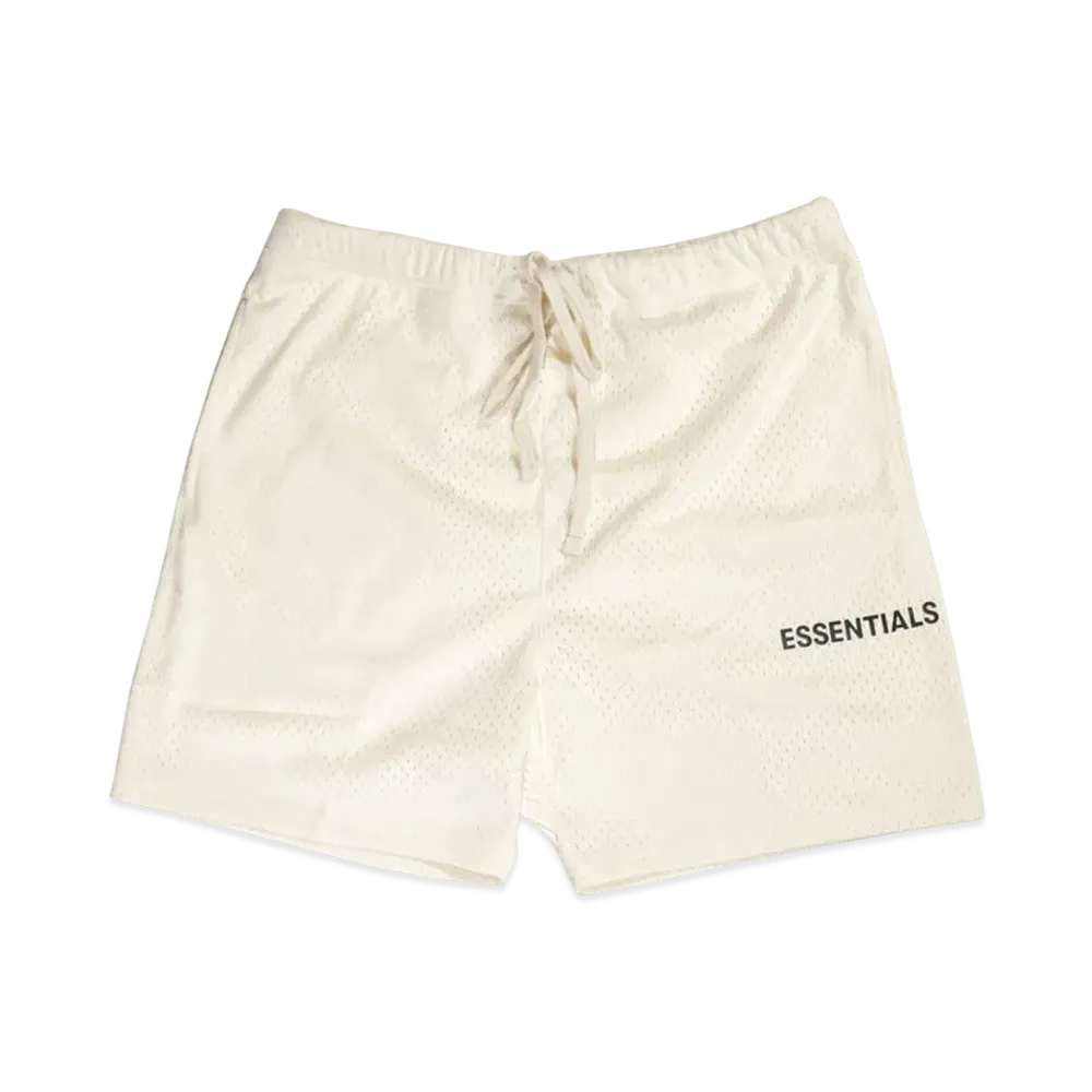 FEAR OF GOD Essentials Graphic Mesh Drawstring Shorts "Cream"