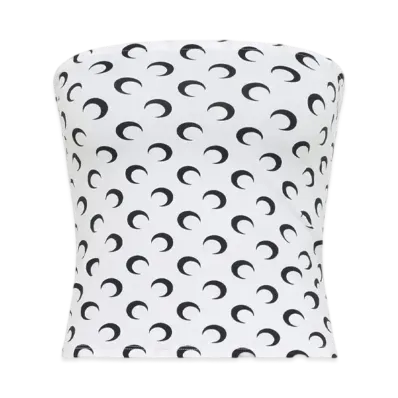 Marine Serre Recycled Moon Jersey Second Skin Tube Top "White"