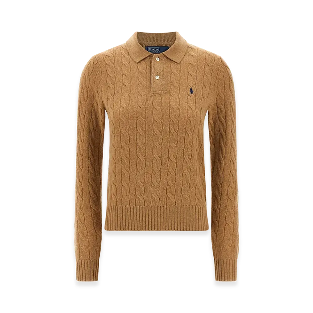 Polo Ralph Lauren Women's Cable-Knit Wool And Cashmere Polo Jumper "Blue"