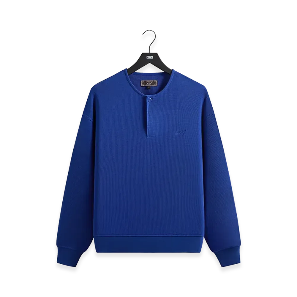 Kith Micro Waffle Long Sleeve Colby Pullover "Current"