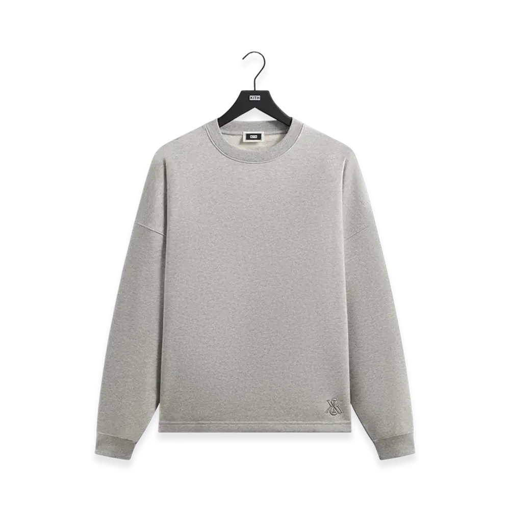 Kith Sueded French Terry Long Sleeve Lawson Tee "Mid Heather Grey"