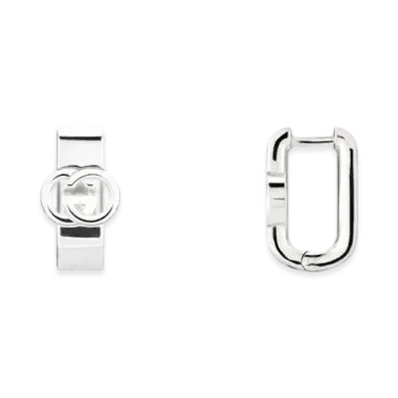 GUCCI Interlocking HuGGie Earrings "Sterling Silver"