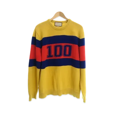 GUCCI Men's Logo Wool Knit Sweater 100th Anniversary "Yellow"