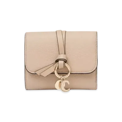 Chloe Small Alphabet tri-fold in grained leather "Floral Grey"