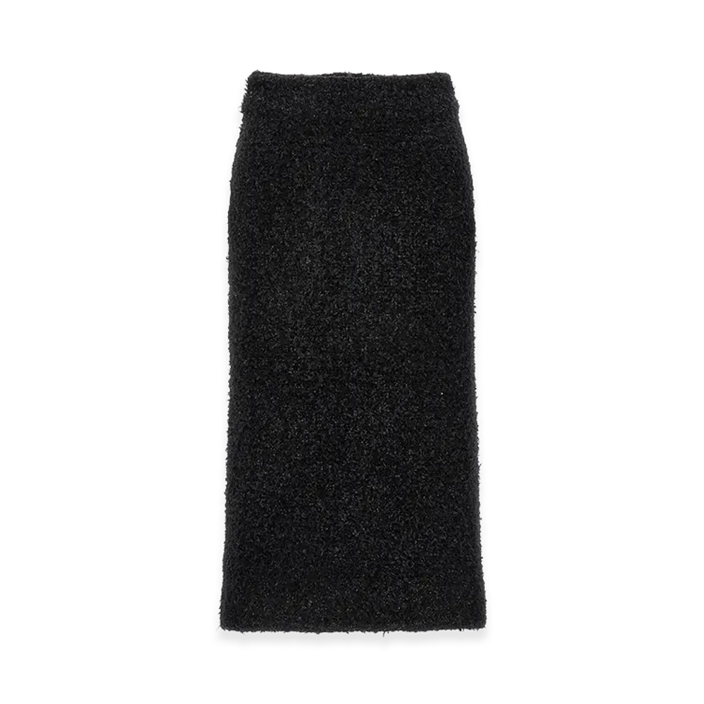 BALENCIAGA Women's Tweed Midi Skirt "Black"