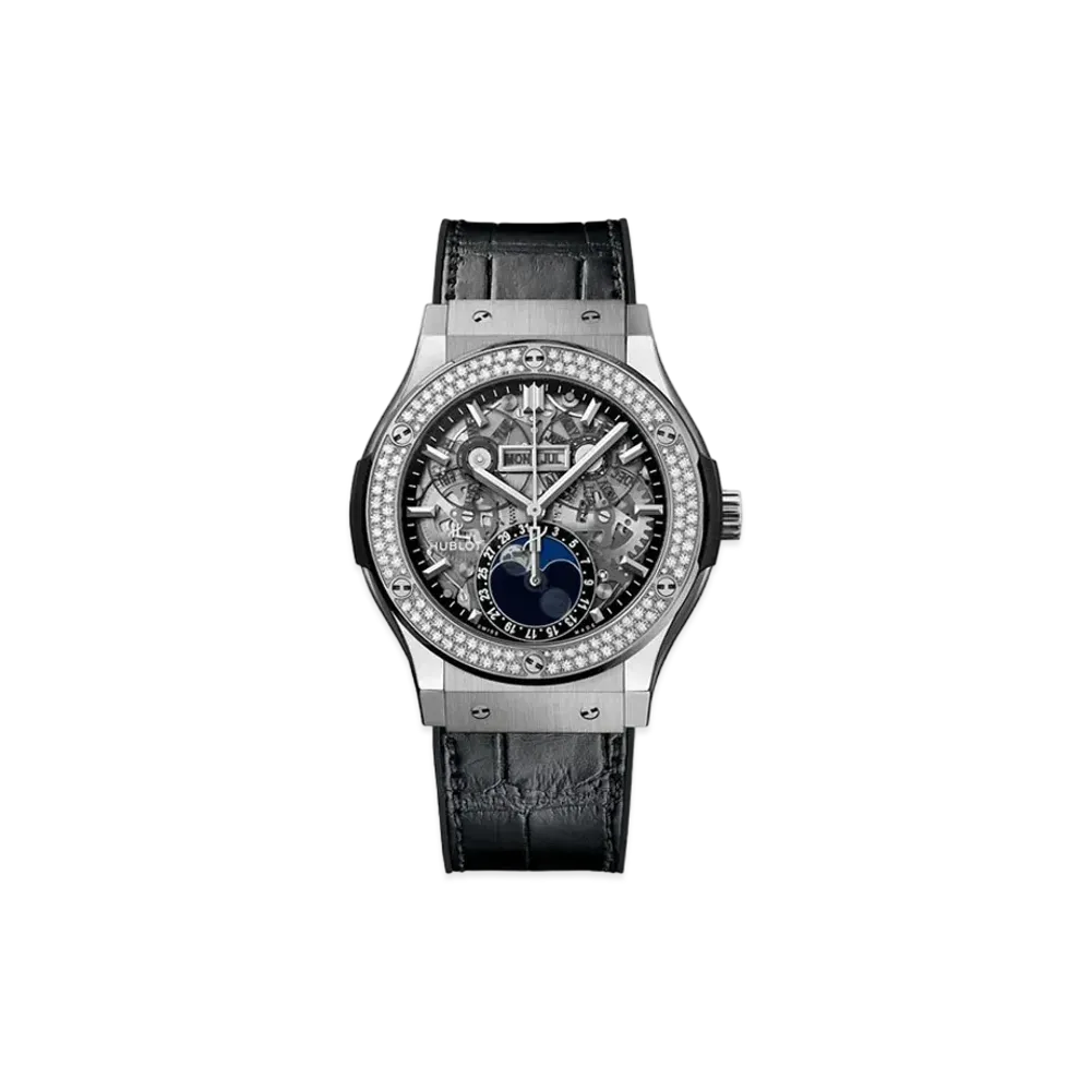 HUBLOT Classic Fusion Aerofusion Moonphase Titanium Diamonds 45mm