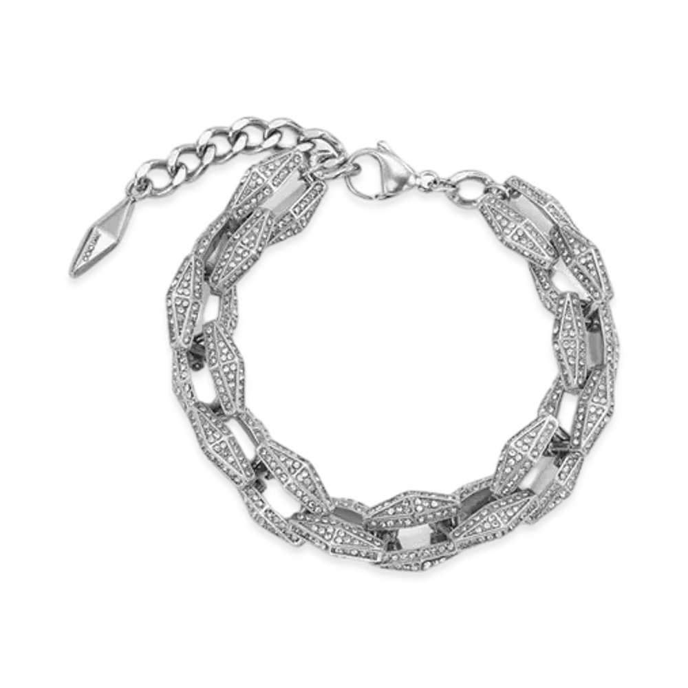 Jimmy Choo Diamond Chain Bracelet With Pave Crystal Finish Chain "Silver"