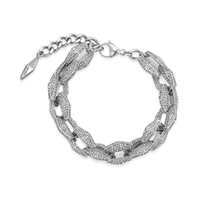 Jimmy Choo Diamond Chain Bracelet With Pave Crystal Finish Chain "Silver"