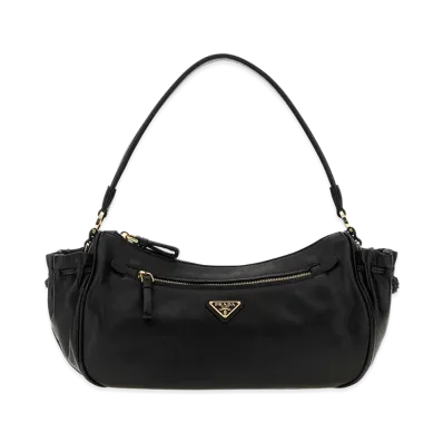 PRADA Wonen's Leather Small Shoulder Bag "Black"