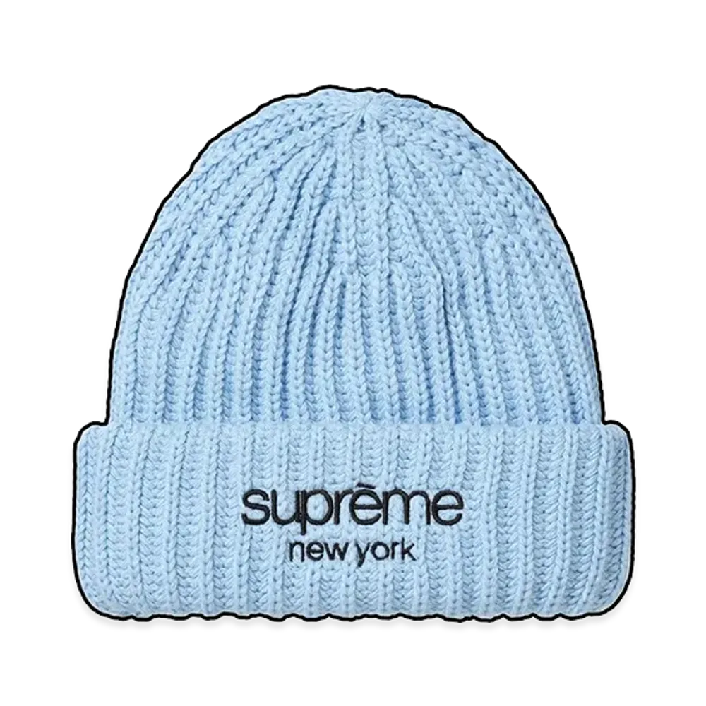 Supreme Classic Logo Chunky Ribbed Beanie "Light Blue"