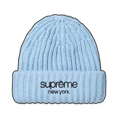 Supreme Classic Logo Chunky Ribbed Beanie "Light Blue"